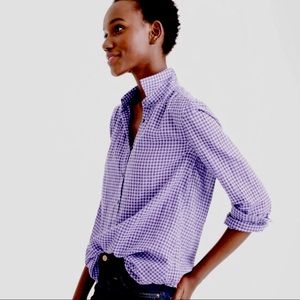 J.Crew Purple Gingham Perfect Button Down Shirt